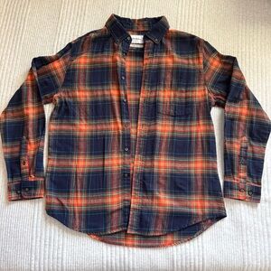 Goodfellow & Co Men's Casual Plaid Shirt - Navy and Orange